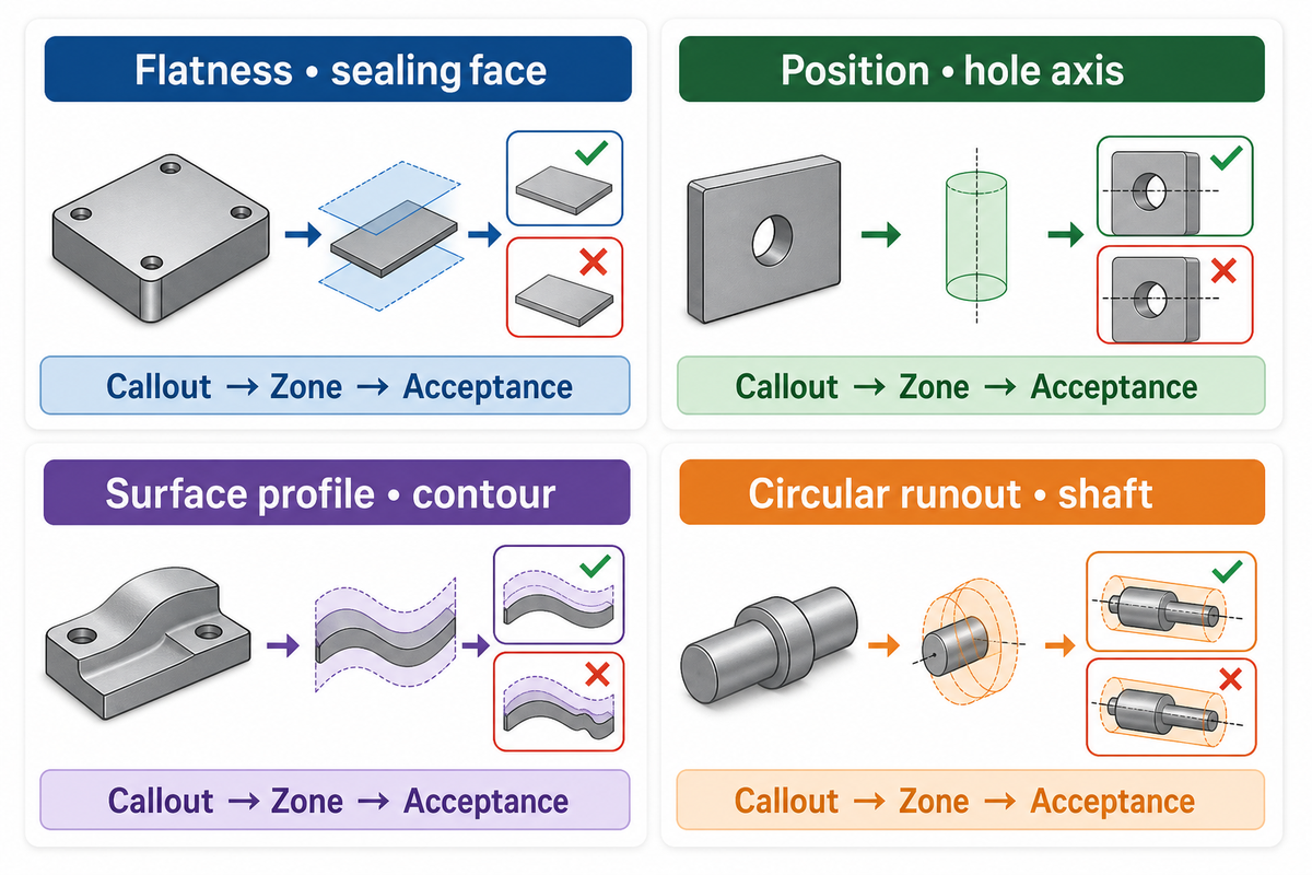 Four Worked Examples: Flatness, Position, Profile, and Runout — cnc.zhenlingmetal.com